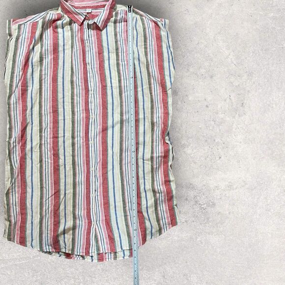 Old Navy Women Shirt Dress Linen Blend Multicolored Striped Button Up NWT - Picture 3 of 10